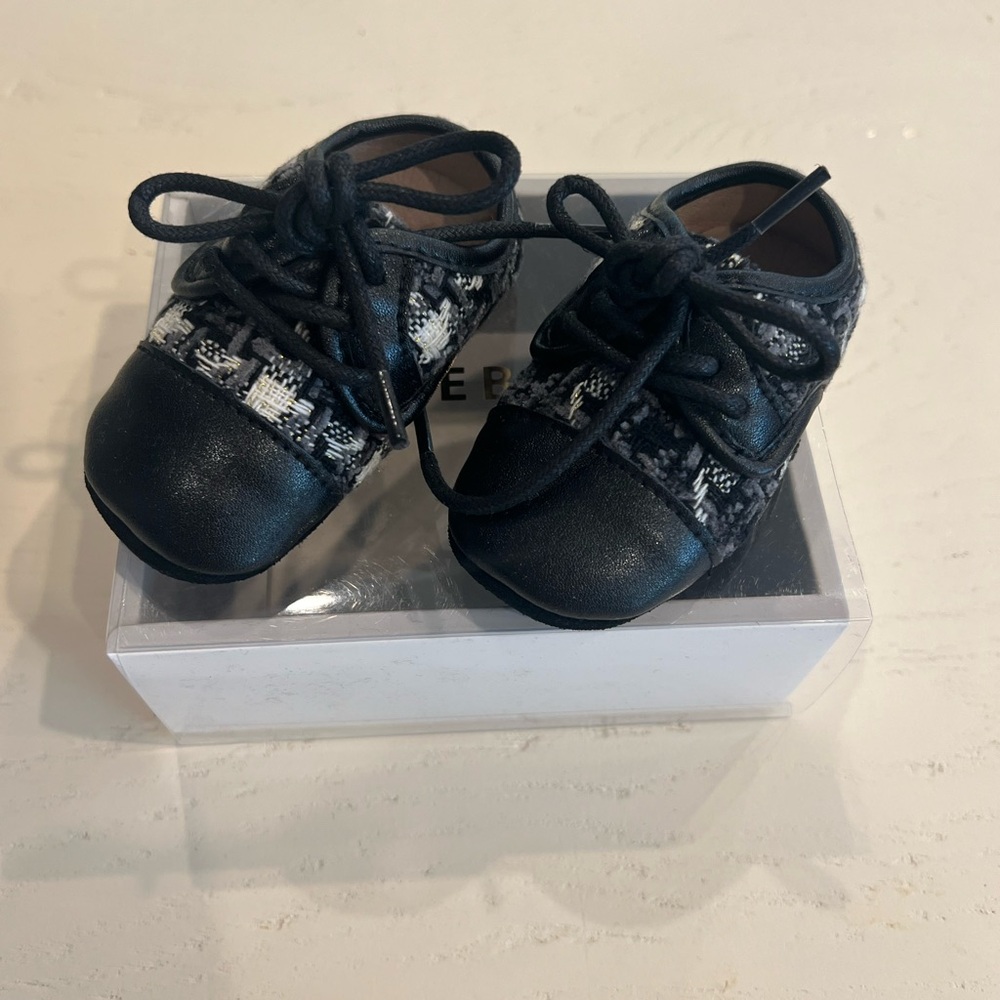 Zebra kids tweed lace up shoes for baby 6-12 months soft leather